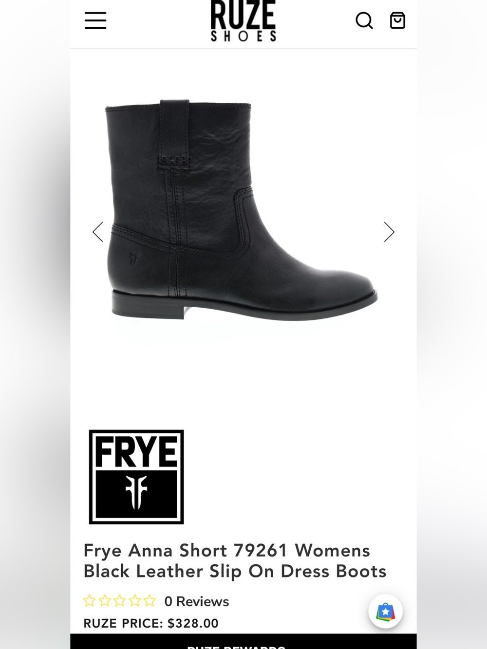 Frye Anna Short 79261 Womens Black Leather Slip On Dress Boots sz 7.5